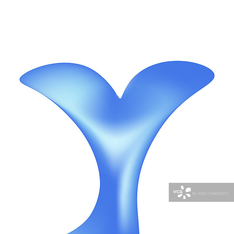 蓝色鱼尾，白色背景图片素材