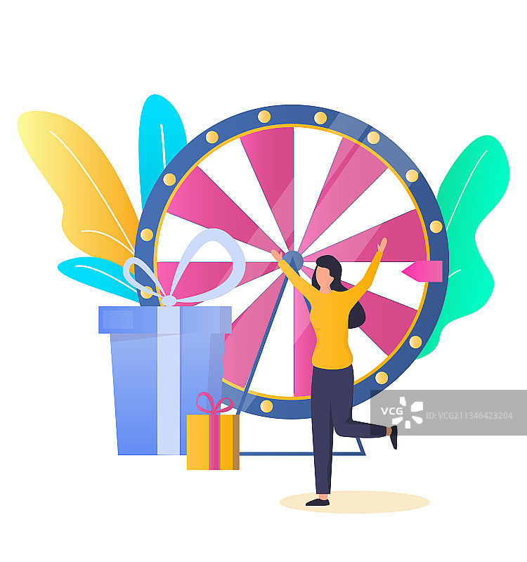 幸运女人转盘游戏赢家图片素材