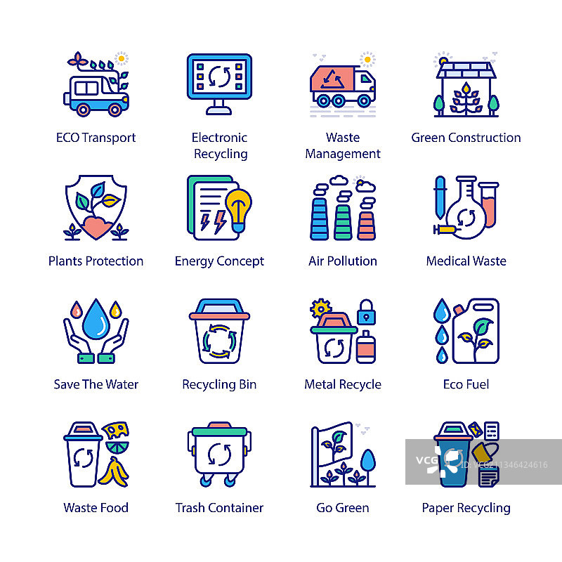 生态生物科技填充描边图标图片素材