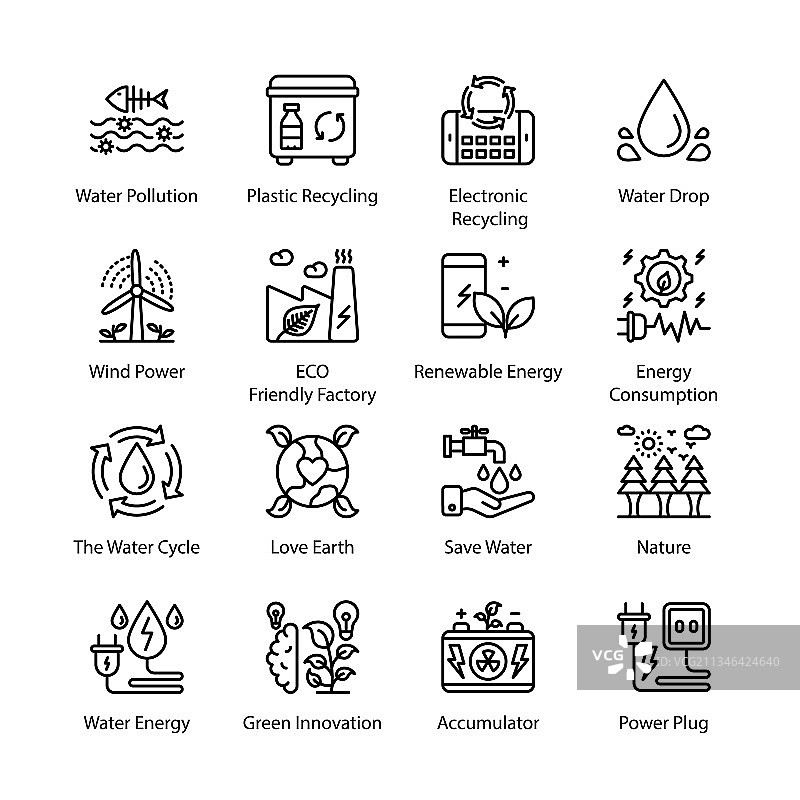 生态生物科技描边图标图片素材