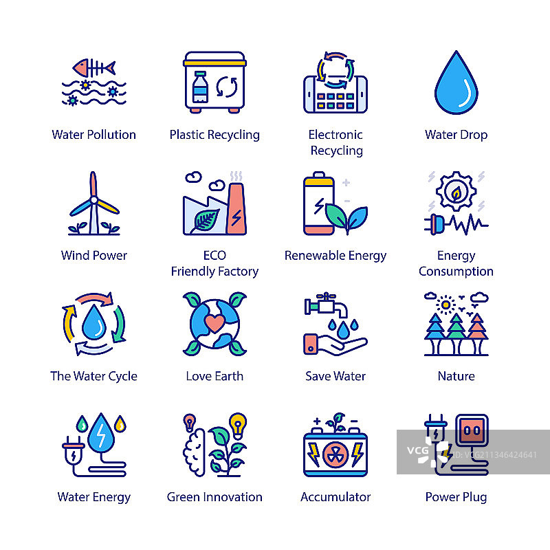 生态生物科技填充描边图标图片素材