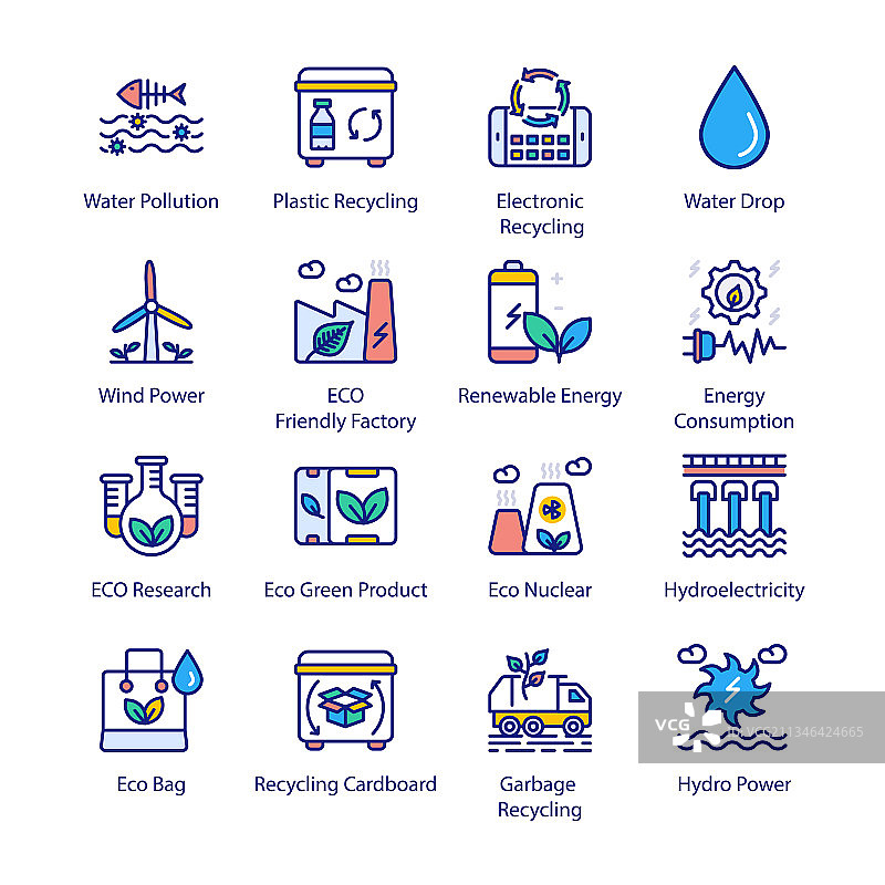 生态生物科技填充描边图标图片素材