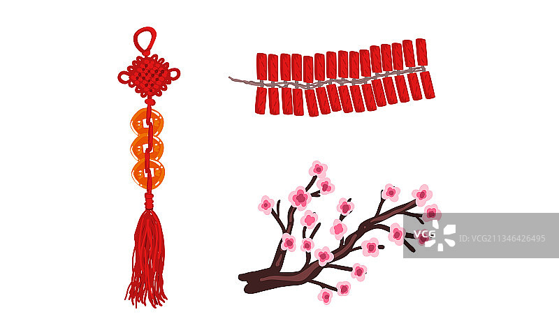 中国新年装饰元素挂件套装图片素材