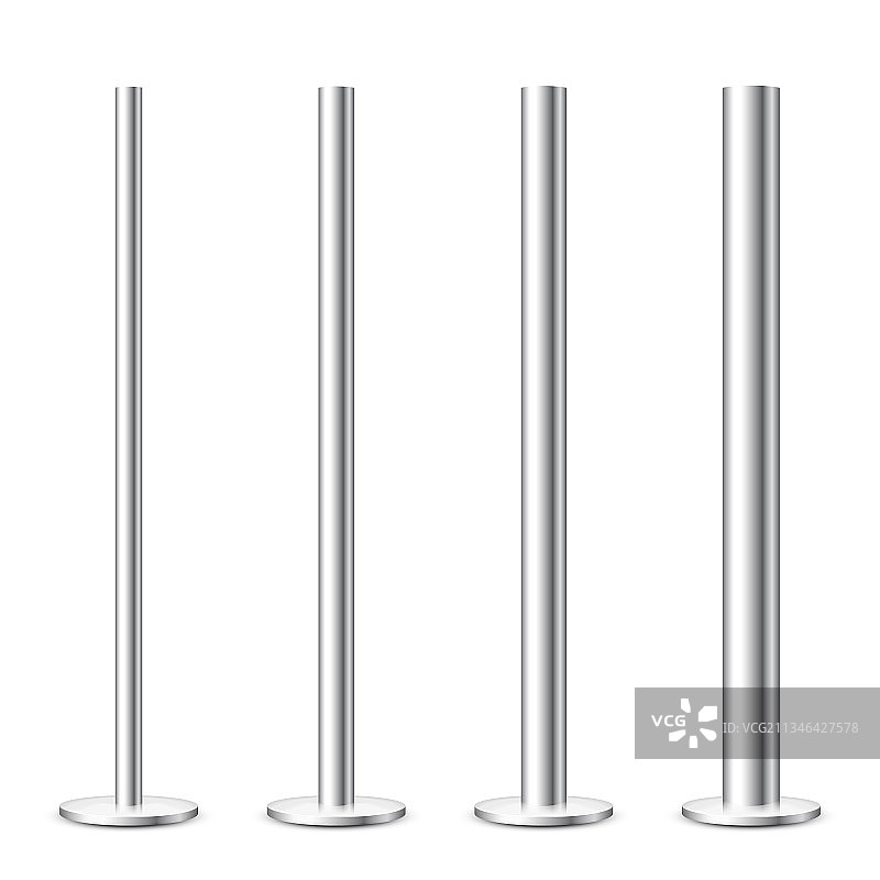 白色背景上的金属杆合集图片素材