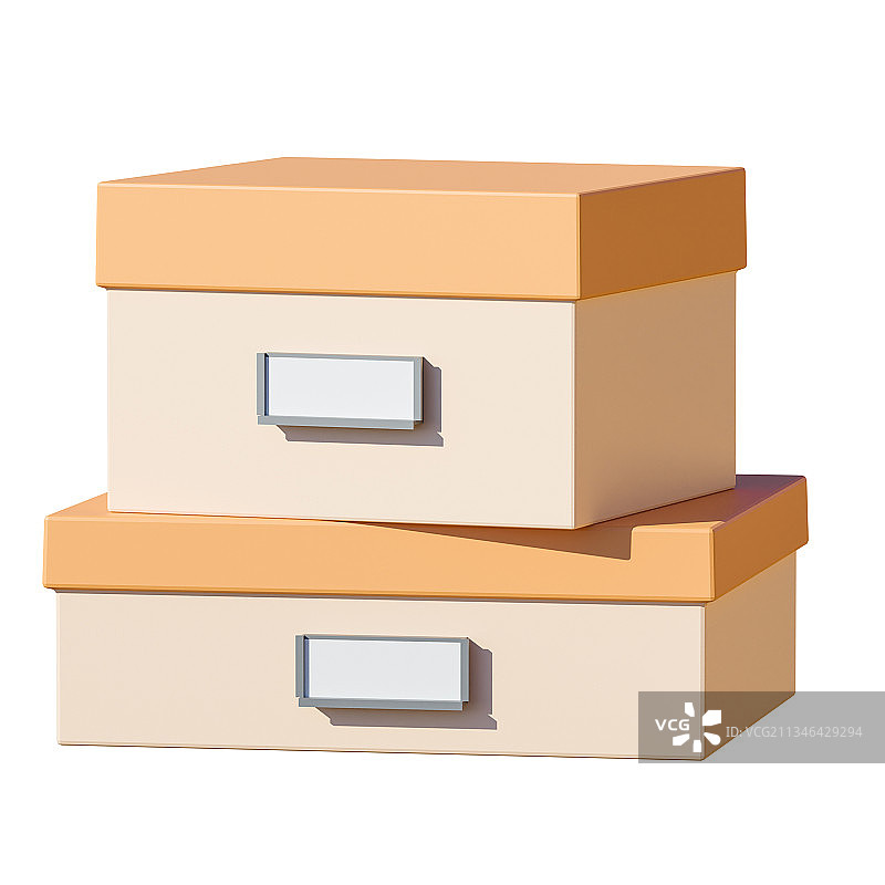 3D卡通风格纸箱收纳盒插图元素图片素材