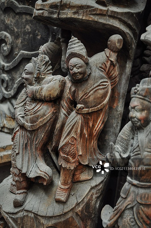 重庆大圆祥博物馆 木雕梁柱图片素材