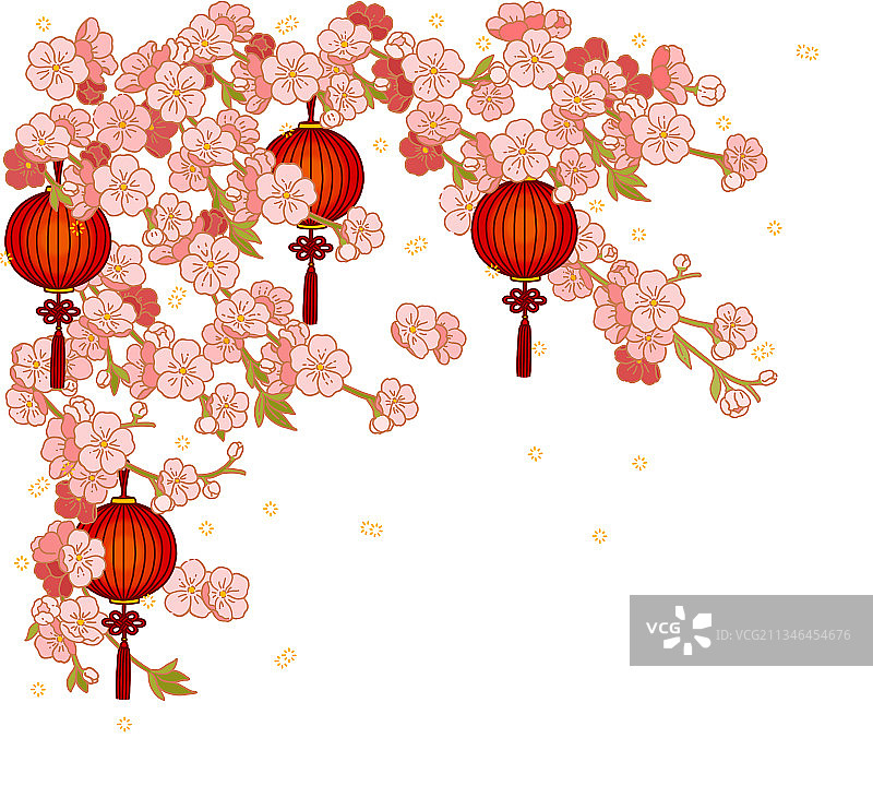 灯笼桃花装饰图片素材
