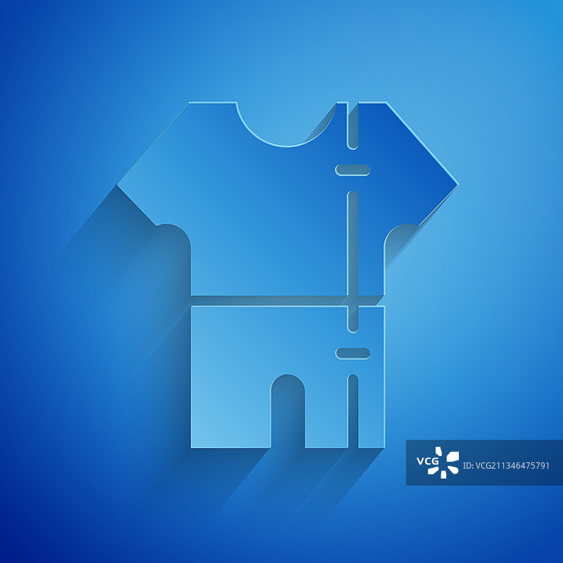 蓝色背景上的剪纸运动服图标图片素材