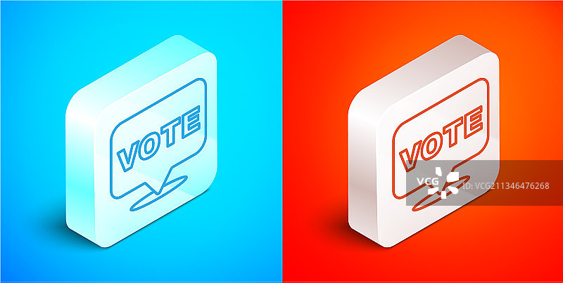 2.5D蓝红色背景上的投票线条图标图片素材