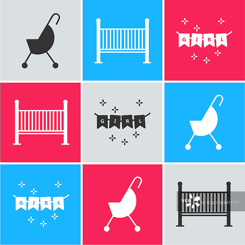 婴儿推车摇篮床套装图片素材