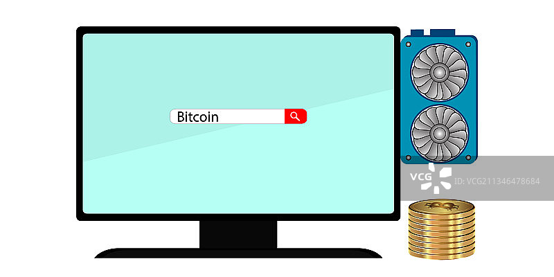 电脑与比特币图片素材