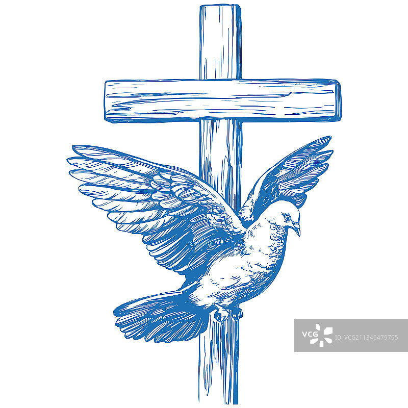 十字架鸽子复活节象征图片素材