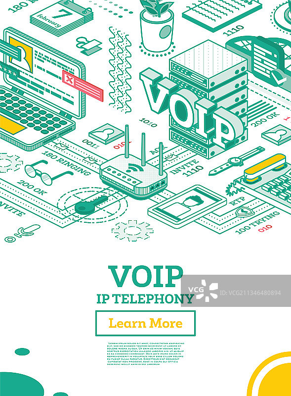 网络电话服务2.5D等距示意图图片素材