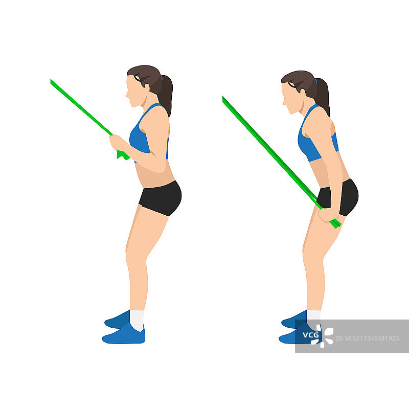女人做弹力带肱三头肌伸展运动图片素材