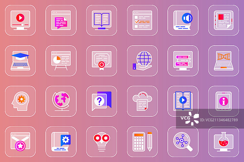 在线教育Web玻璃拟物图标集图片素材