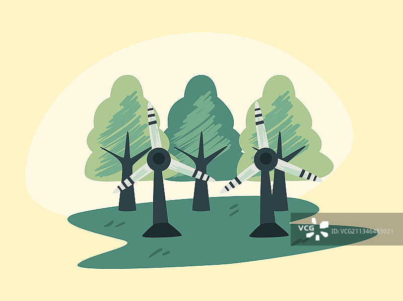 风车和树木图片素材