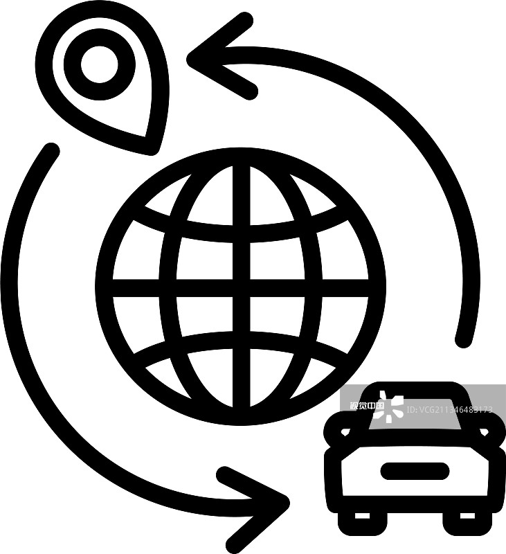 全球汽车共享图标轮廓样式图片素材