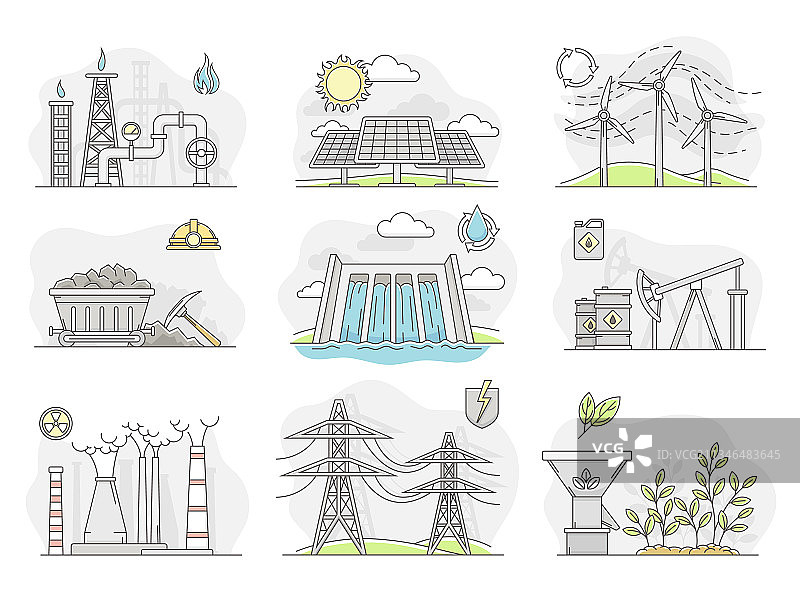 化石燃料和核燃料能源图片素材