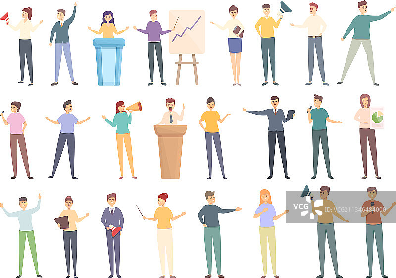 励志演讲者图标卡通集图片素材