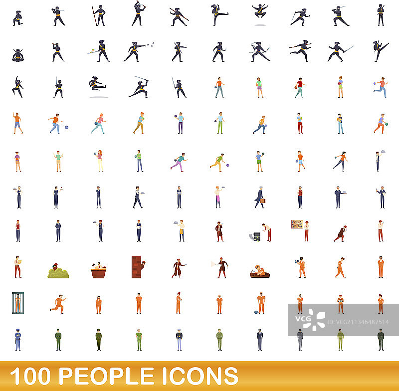 100人的图标设定卡通风格图片素材