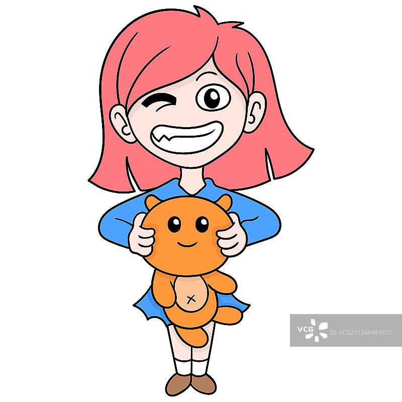 玩耍的可爱红发女孩图片素材