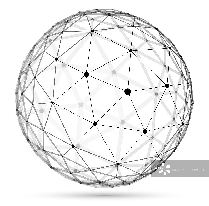 抽象3D网格球体点连接图片素材