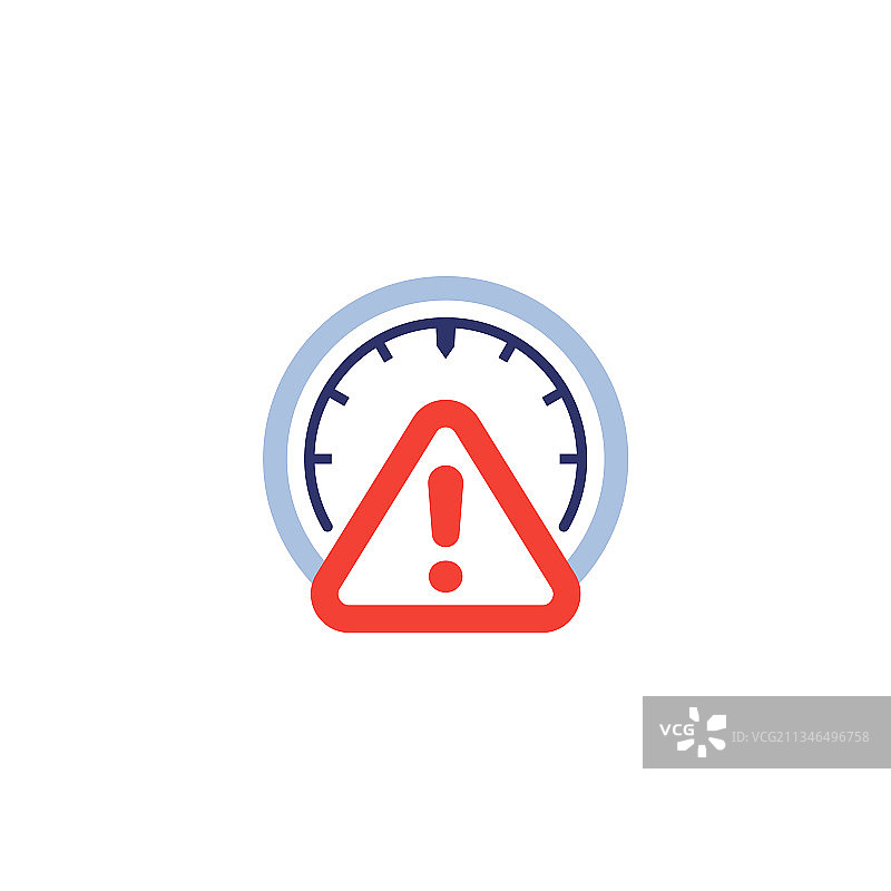 白色背景上的卷尺和警告图标图片素材