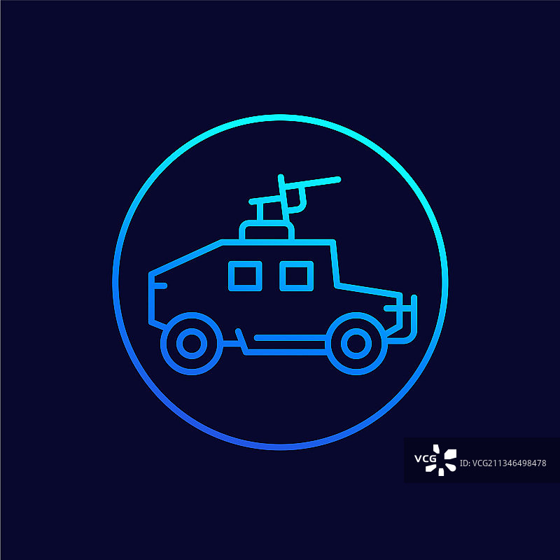 军用车辆线性图标图片素材