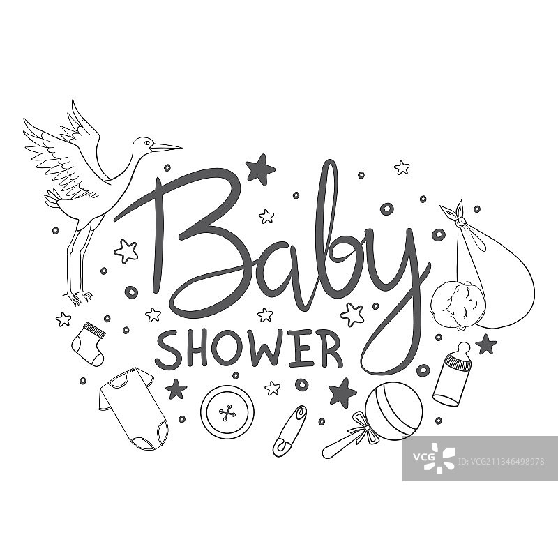 婴儿派对邀请函设计图片素材