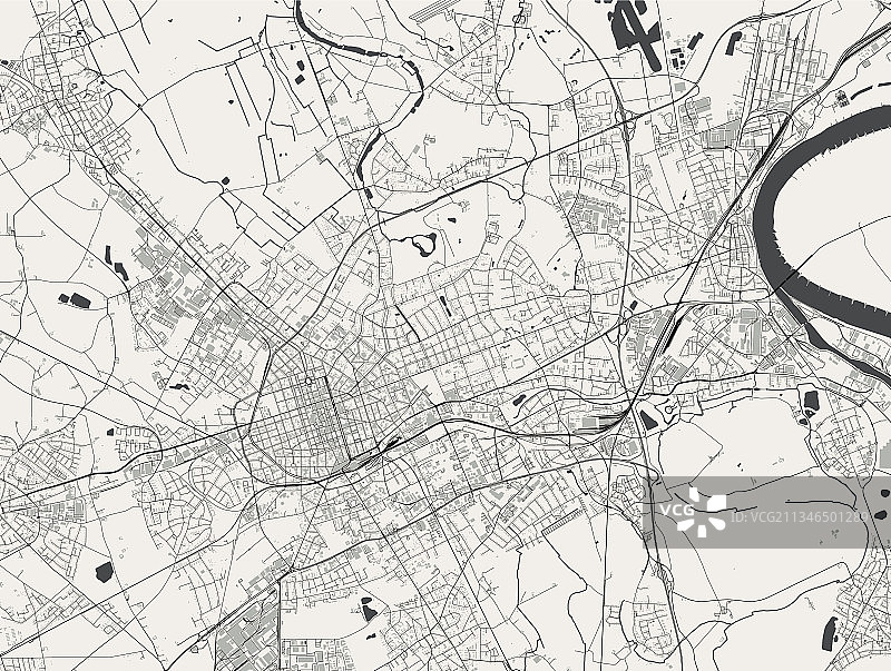 德国克雷费尔德市地图图片素材