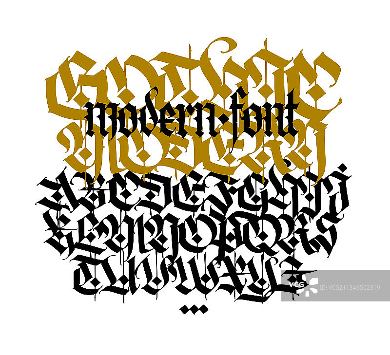 白色背景上的哥特式黑色字母图片素材