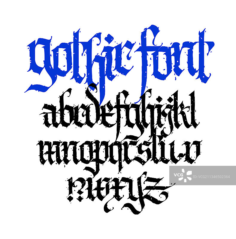 用于纹身的伪哥特式英文字母字体图片素材