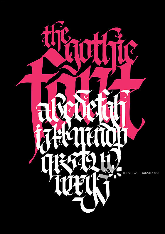 用于纹身的伪哥特式英文字母字体图片素材