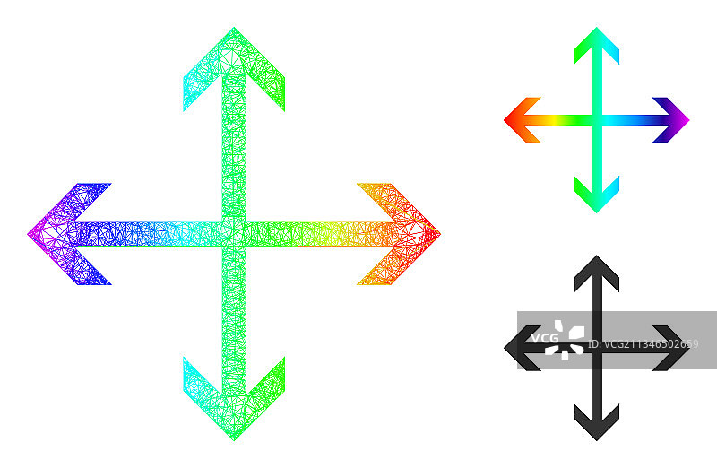 彩虹网格渐变展开箭头图标图片素材