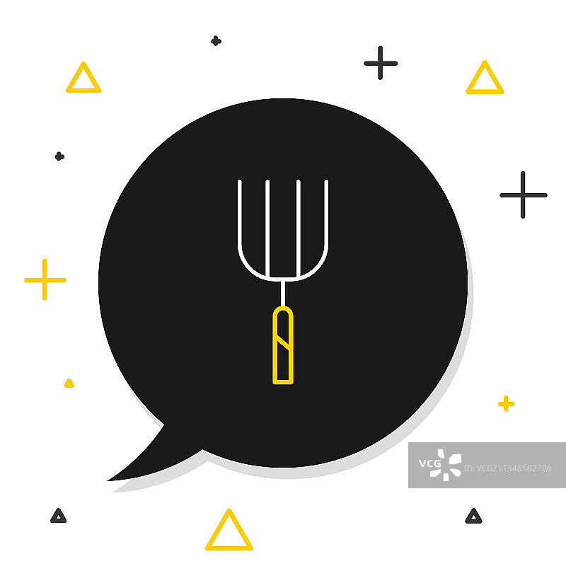 白色背景上的线条花园草叉图标图片素材