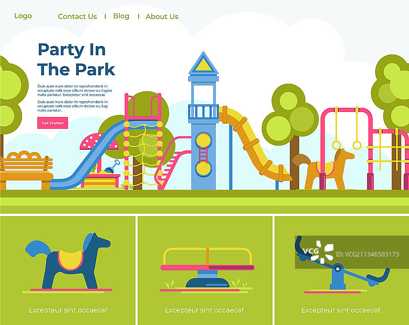 公园里的儿童游乐场派对图片素材