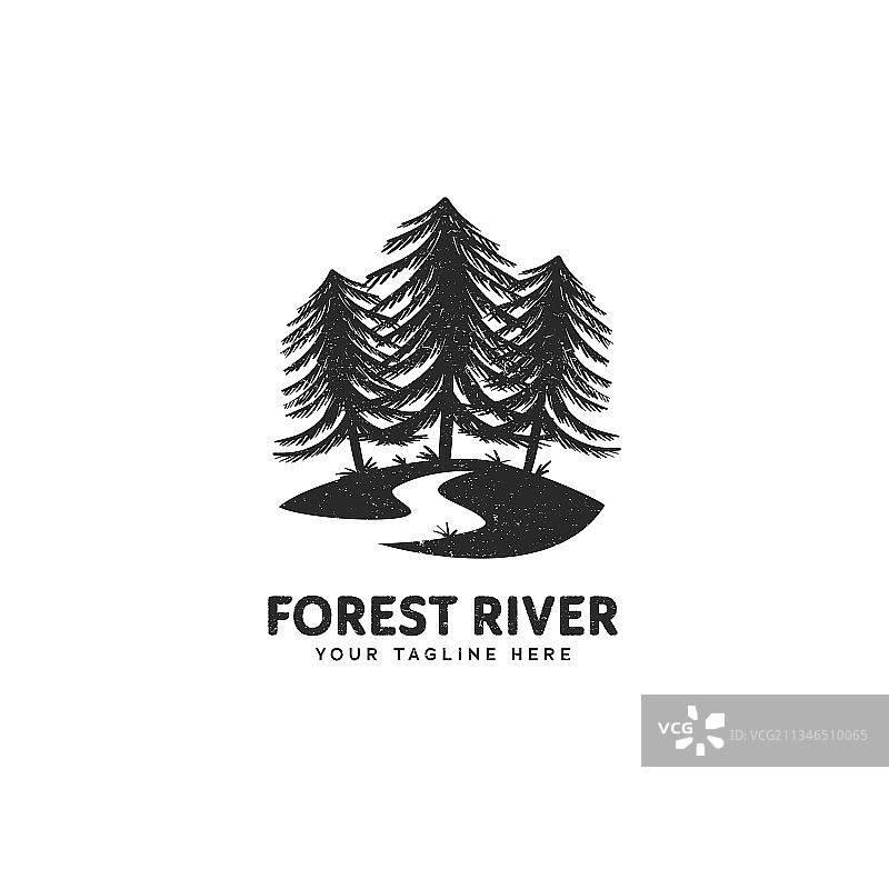 森林河流Logo松树森林纹理图片素材