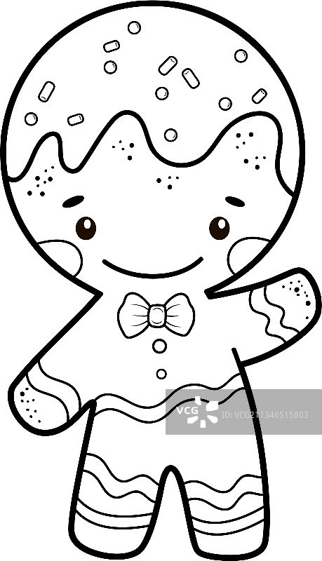 圣诞主题涂色书：姜饼人图片素材