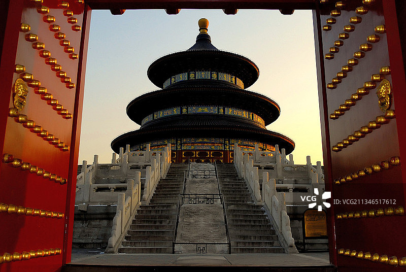 冬季黄昏的北京天坛公园祈年殿2010图片素材