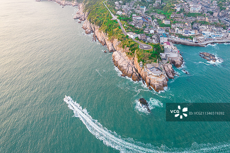 东极岛庙子湖东福山航拍图片素材