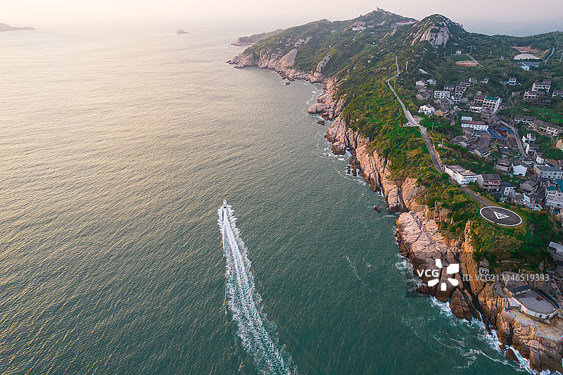 东极岛庙子湖东福山航拍图片素材