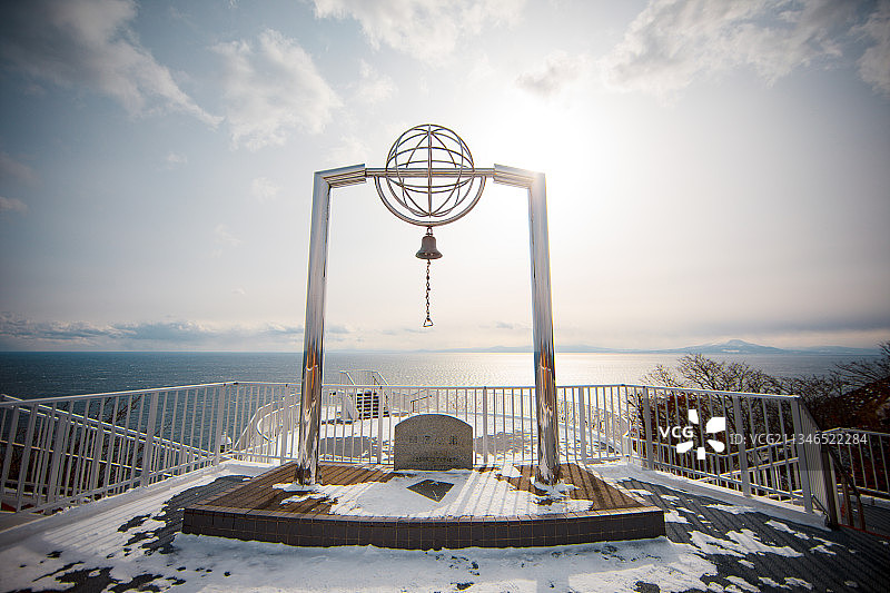 日本北海道室兰地球岬百景之首第一海洋冬季秋季路雪冰雪风景图片素材