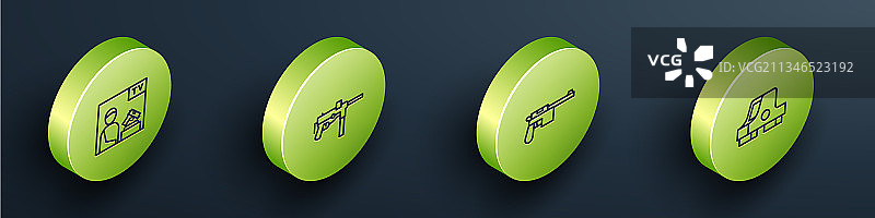 2.5D线条风格广告、武器、冲锋枪元素图片素材