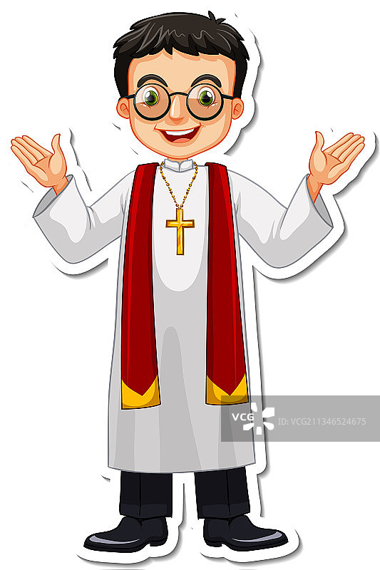 卡通人物牧师贴纸图片素材
