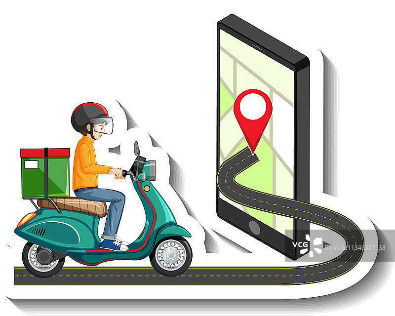 送货员骑行贴纸模板图片素材