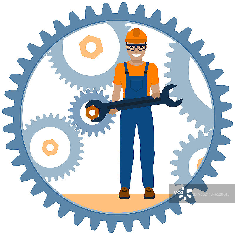 修理工修理齿轮机构图片素材