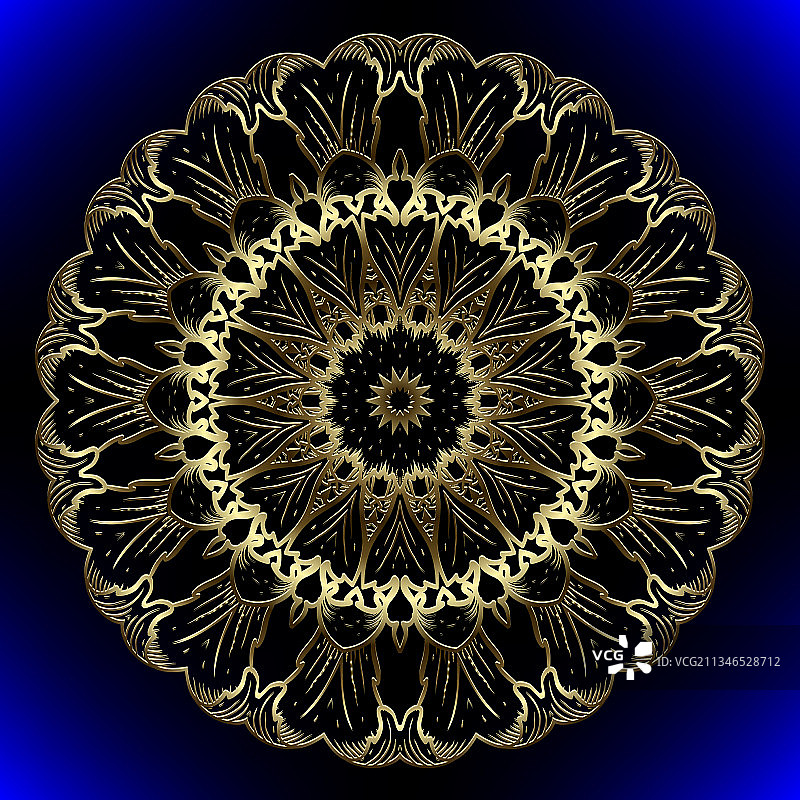圆形金色花卉曼陀罗装饰图案图片素材
