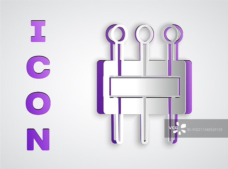 灰色背景上的剪纸缝纫针图标图片素材