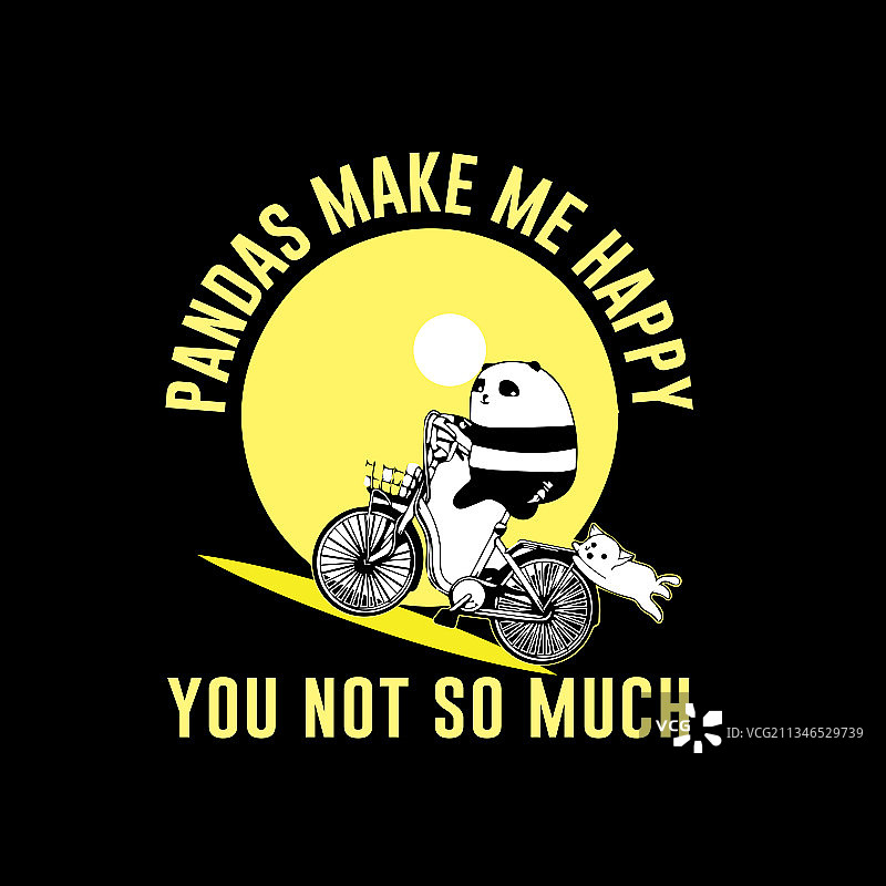 熊猫让我快乐标语T恤图片素材