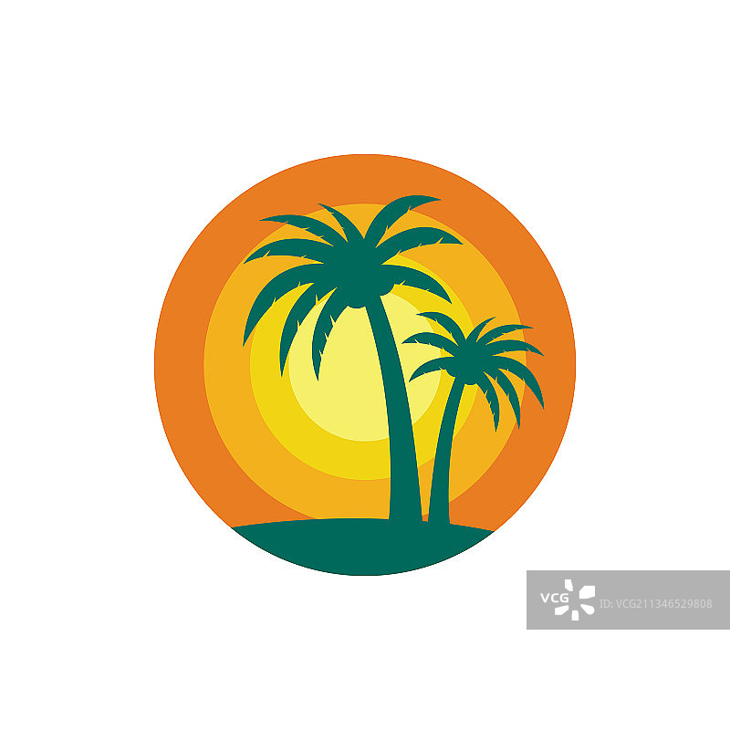 棕榈树夏季标志模板图片素材